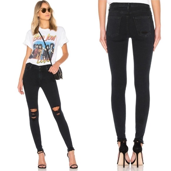AGOLDE x Revolve Sophie High Rise Jeans Ruthless Size 30 Washed Black Distressed - Picture 1 of 10